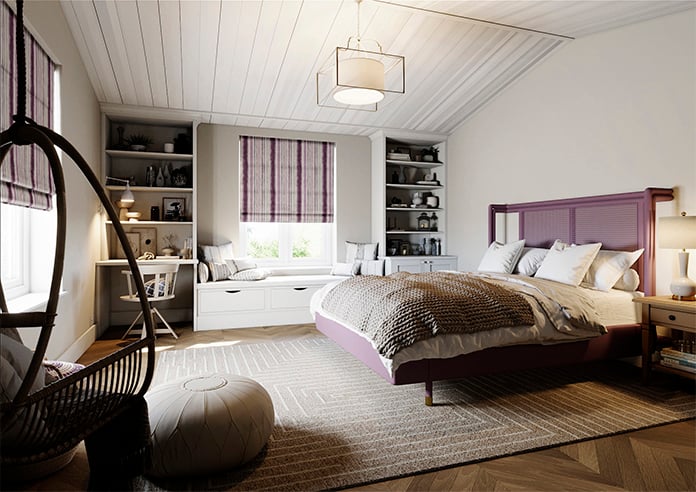 Guarda Stripe, Grape - Roman Blind - Image 7